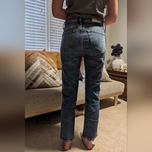 Re/Done Women's Straight Leg Jeans - Medium Wash Blue